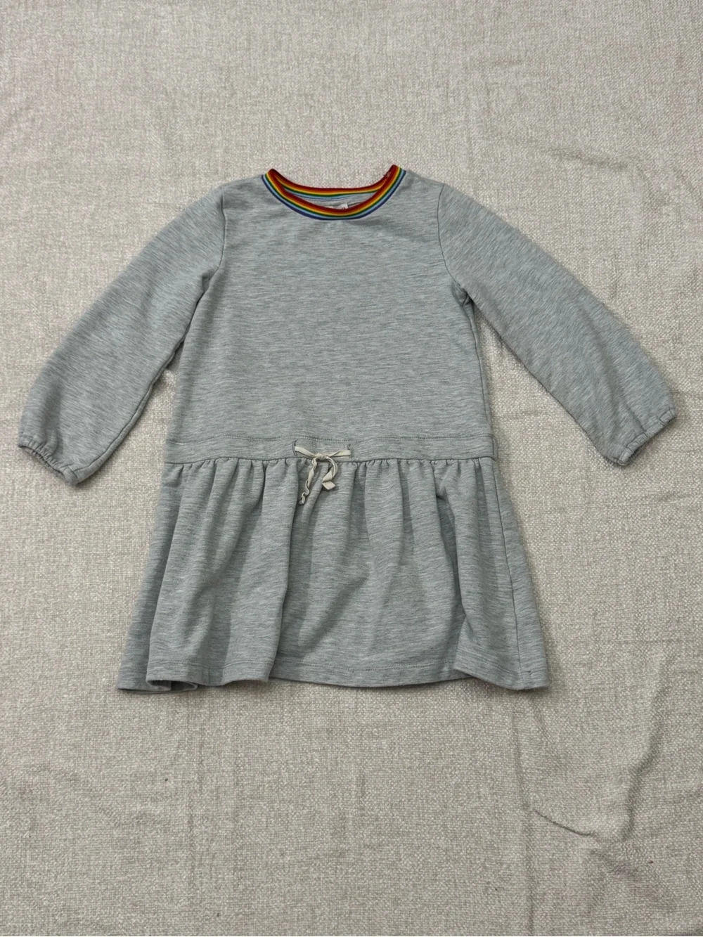 Crewcuts Gray Rainbow Collar Sweatshirt Dress Preppy Cozy Girl XS 4-5